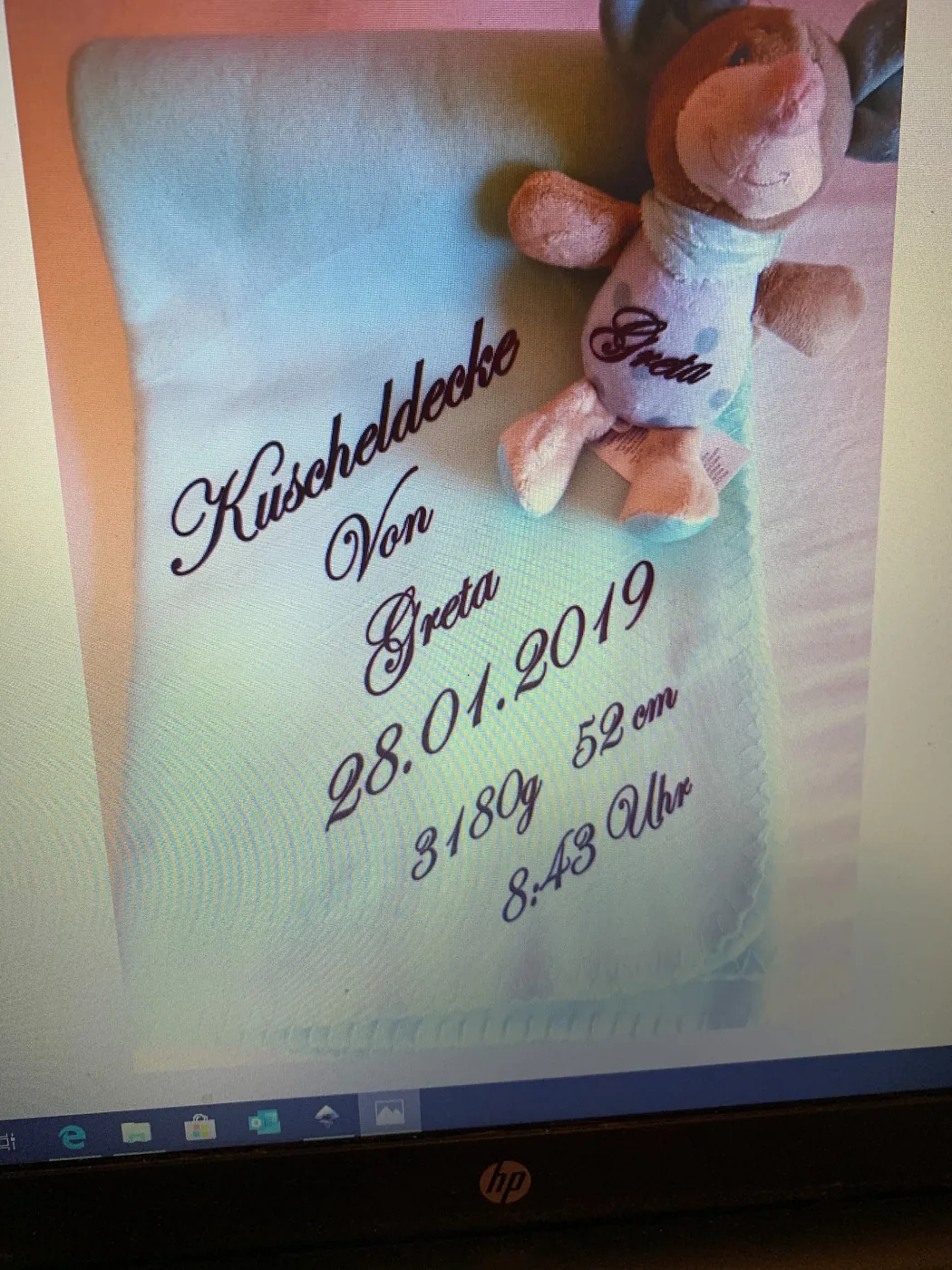 Kuscheldecke mit Geburtsdaten